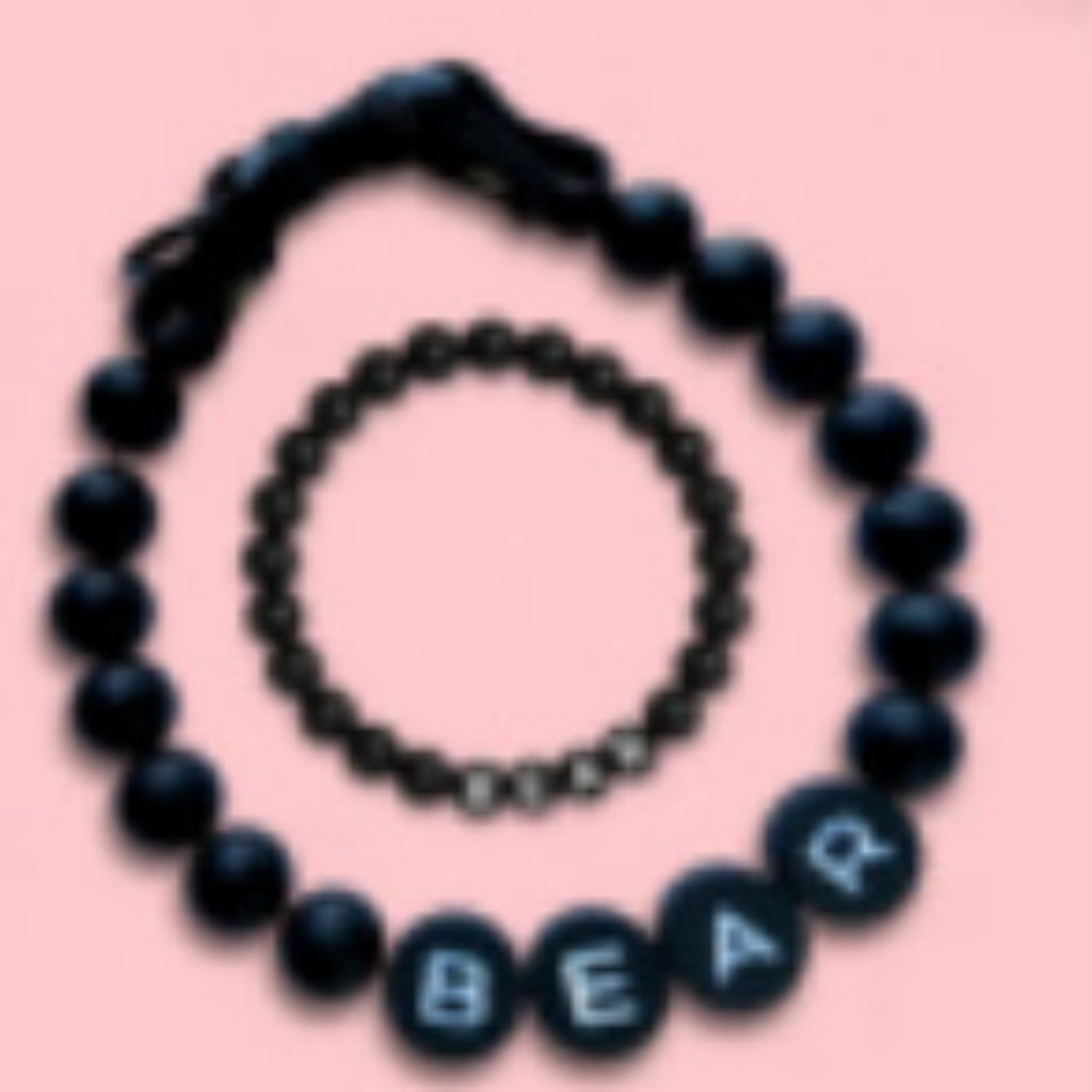 Pet Beaded Name Collar With Bracelet Set