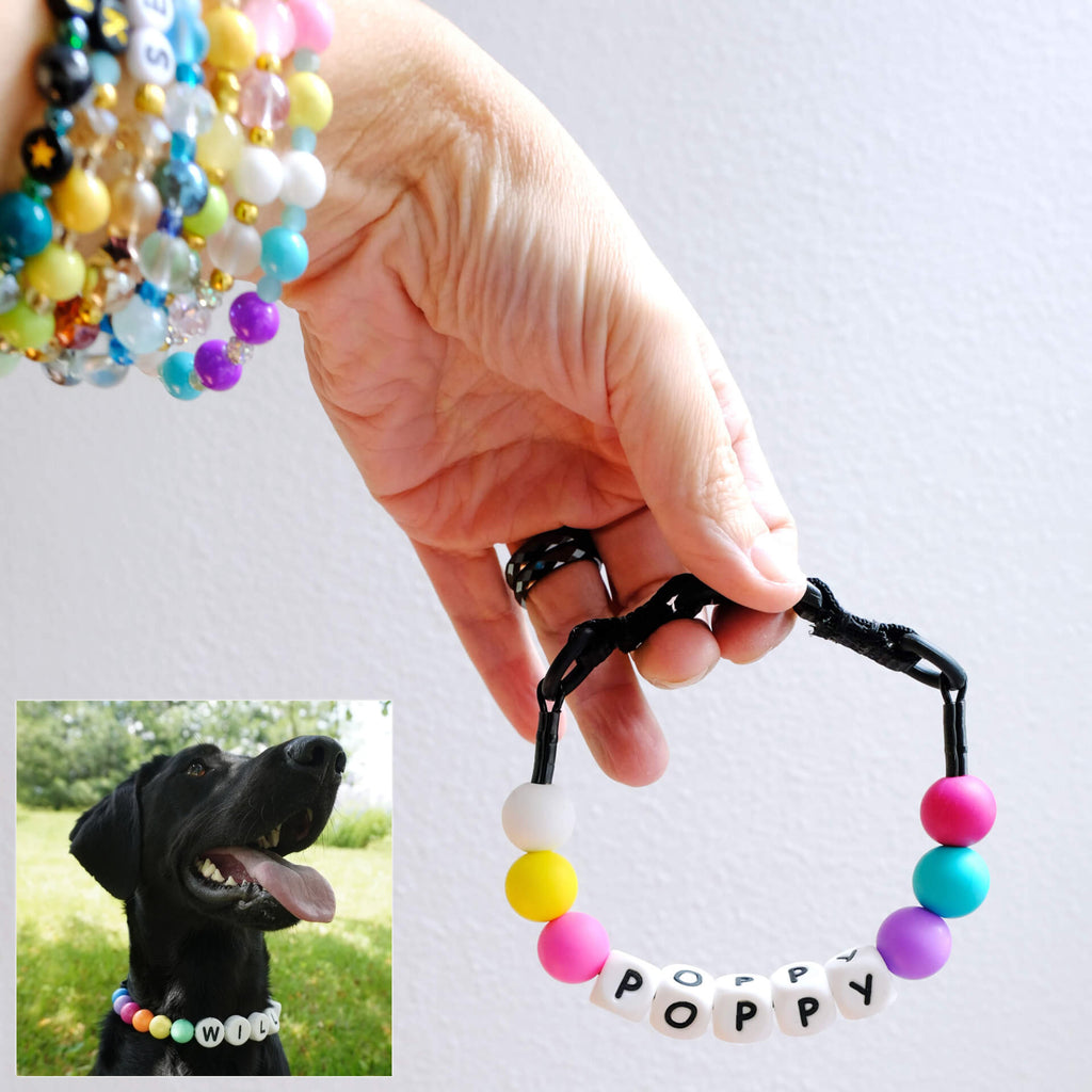 Pet Beaded Name Collar With Bracelet Set