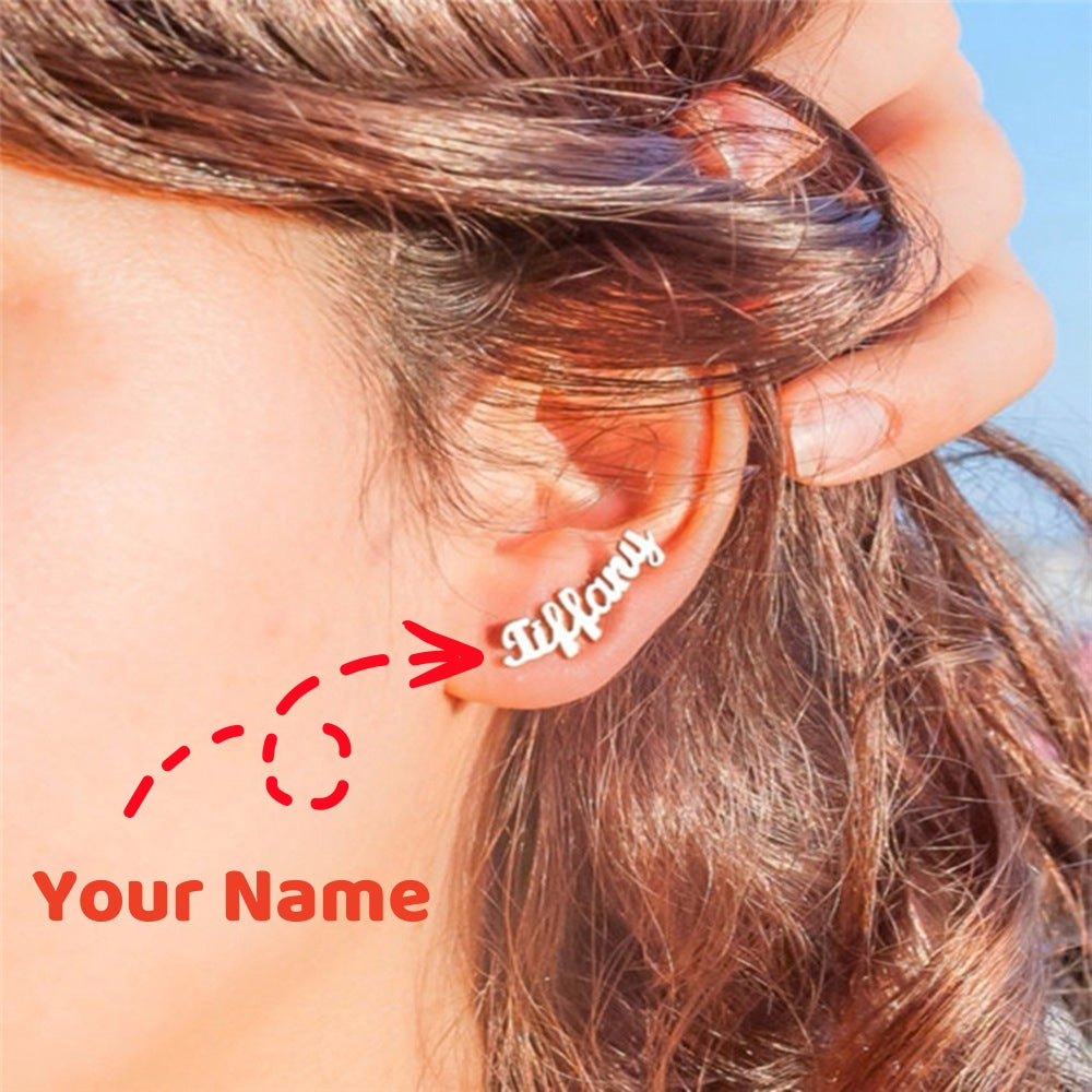 Custom Name Stainless Steel Stud Earrings For Women